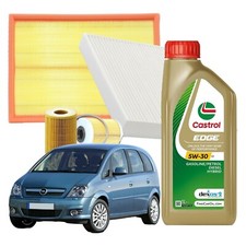 Kit Tagliando Opel Meriva 1.7 Cdti 100cv 74kw 2003 Al 2010 5 Lt Castrol 5w30 C3