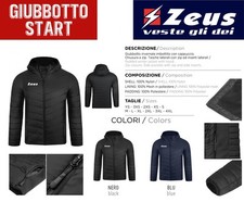 Giubbotto Imbottito ZEUS Rappresentanza Calcio Calcetto Volley Rugby Mod. START