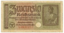 20 REICHSMARK OCCUPAZIONE TEDESCA ITALIA REICHSKREDITKASSEN 1943 BB