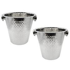 2x Secchiello Ghiaccio Acciaio Inox Secchio per il Vino Cestello Champagne