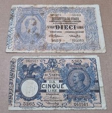 DIECI 10 CINQUE 5 LIRE FLOREALE MATRICE LATERALE VITTORIO EMANUELE REGNO ITALIA