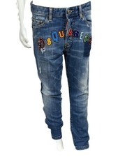 Jeans Dsquared2 Bambino 9 / 10 Anni Cotone Denim Slim Fit Bottoni Logati Dsq2