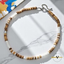 COLLANA UOMO SURFER LEGNO DI COCCO E ARGILLA POLIMERICA AGGANCIO IN METALLO