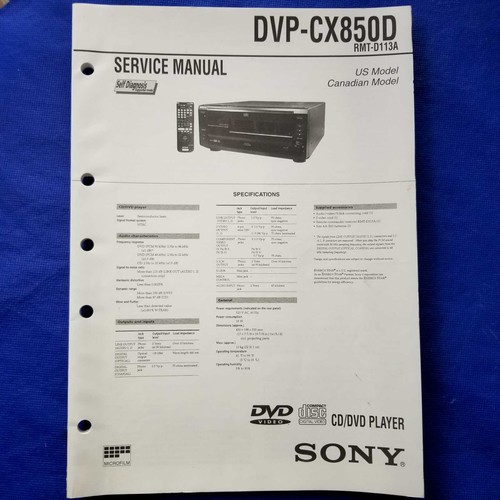 Sony dvp cx850d manuale - sony, dvp-cx850d