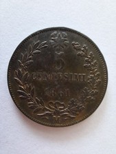 VITTORIO EMANUELE II 5 CENTESIMI 1861 MILANO MONETE DA COLLEZIONE RAME COPPER