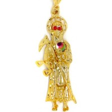 Amuleto Santa Muerte Tumbaga Bilancia Mobile Oro C / Sfera 6.5 CM