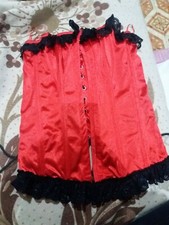 Burlesque Gothic Victorian Red Black Corset Lolita Goth Sexy S