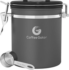 Barattolo ermetico Acciaio Inox x caffè grani polvere tè con valvola co2  grigio