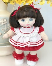 Bambola canadese Mattel My Child 1986🌷RESTAURATA occhi azzurri bruna coda di cucciolo pinny