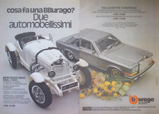 Pubblicità Advertising Italian 1978 BBURAGO MERCEDES BENZ ROLLS ROYCE CAMARGUE.