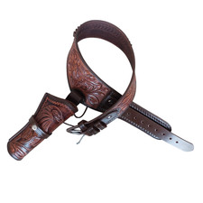 Cintura fondina pistola western in pelle lavorata a mano adatta per .22 .38/357 .44/45 cal