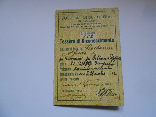 Italian 1945 workers card - italian,