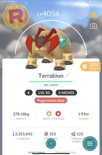 Shiny terrakion lvl50 - shiny, 3moves