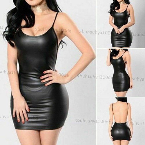 Mini abito donna - nero, ecopelle