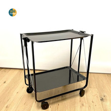 Carrello bar vintage pieghevole con ruote - 2 ripiani design italiano