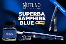 PENNA STILOGRAFICA NETTUNO SUPERBA BLU ZAFFIRO CELLULOIDE EDIZIONE LIMITATA