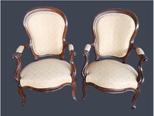 COPPIA POLTRONE LUIGI FILIPPO  ORIGINALI XIX SECOLO FUSTO RESTAURATO