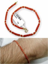 Bracciale UOMO Corallo Rosso in ORO 18 kt da 750 Giallo Braccialetto di Pietre e