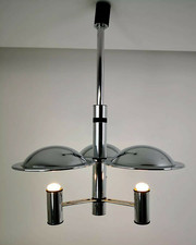 Lampadario Acciaio vintage'60 UFO design Reggiani Sciolari Esperia Brotto -37H