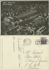 MILANO -VEDUTA AEREA STAZIONE CENTRALE 1950 TARGHETTA PANETTONE MOTTA