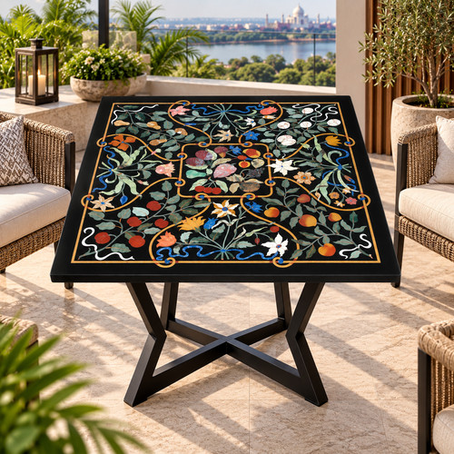 Pietra dura tavolo quadrato - pietra,