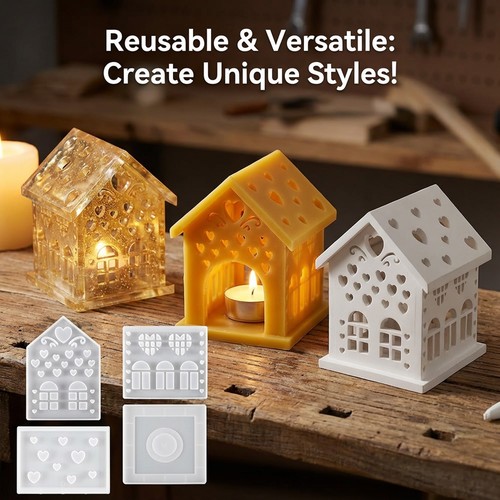 4pcs stampi natale casa - 4pcs, resina