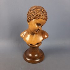 Scultura Legno Busto Ragazza