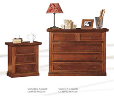 GRUPPO LETTO COMO' 5 CASSETTI +2 COMODINI 3C IN LEGNO FINITURA NOCE ARTE POVERA