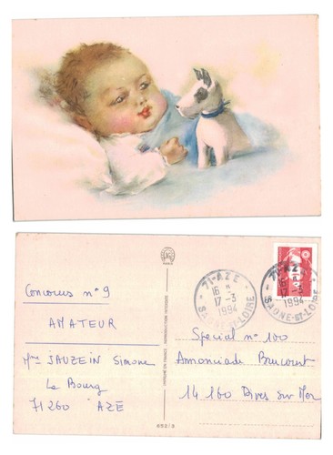 Postcard illustration baby - postcard,