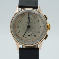 Uomo Orologio Vintage Cronografo Suisse Carica Manuale 18K 750 Massiv Oro 38MM