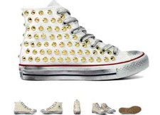 Converse All star Bianche personalizzate con Borchie Oro effetto invecchiato 