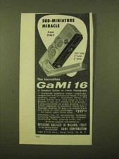 Pubblicità fotocamera Gami 16 1958 - Miracolo in sottominiatura