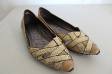 APEPAZZA FASHION TAN GOLD FLAT SHOES 7.5 8
