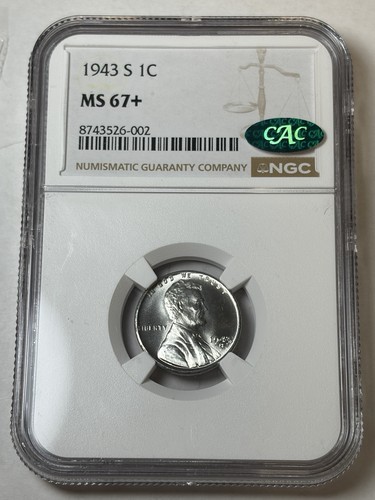 1943 ngc ms67 cac lincoln - ngc,