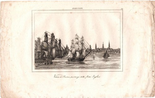 Stampa antica boston partenza - stampa,