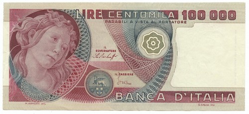 100000 lire banca italia - 100000, d'italia