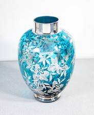 ⚜️ VASO VETRO SOFFIATO ARGENTO 925 EPOCA 1900 APA MILANO PORTAFIORI ITALIA