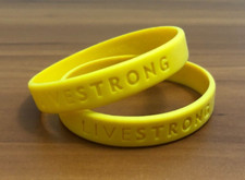 TWO LIVESTRONG RUBBER WRISTBANDS WEAR YELLOW LANCE ARMSTRONG FOUNDATION LAF v