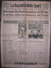 LA GAZZETTA DELLO SPORT 22/7/1952  Olimpiadi di Helsinki  Dordoni medaglia d'oro