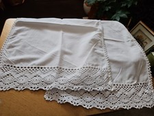 2 Vintage Crochet Edge Hand Towels White Cotton @34×48cm