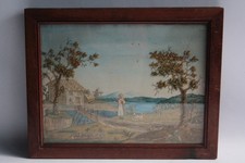 Quadro ricamo su seta del XIX