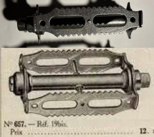 Pedali a sega 13 punte maschili anni 20 barra unica bici tipo bianchi epoca