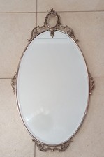 ♥ SPECCHIO DA MURO PARETE OVALE CON FREGI ANGELO VINTAGE OTTONE VINTAGE DESIGN