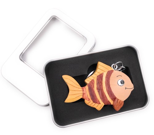 Portachiavi legno pesce - portachiavi,