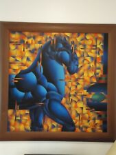 Dipinto di Kino Mistral "Cavallo" Olio su tela 80x80cm + cornice in legno