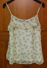 Top canotta stampa palme beige avorio volant stile surf vintage Pull and Bear S