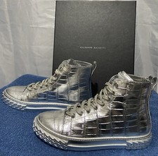 Giuseppe Zanotti Metallic Silver Blabber Croc Embossed Hi-Top Sneakers US 10 Nuove con etichette