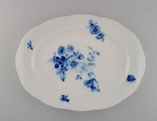 Grande piatto ovale Meissen in porcellana dipinta a mano. Fiori e farfalle blu.