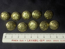 10 PZ BOTTONI STEMMA METALLO COLOR ORO LUCIDO ANNI 90 DIAMETRO CM 1,5 VINTAGE