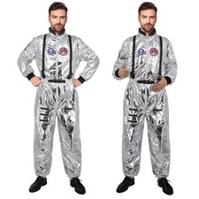 Costume Da Astronauta anni 80 x adulti uomo Halloween carnevale festa argento L